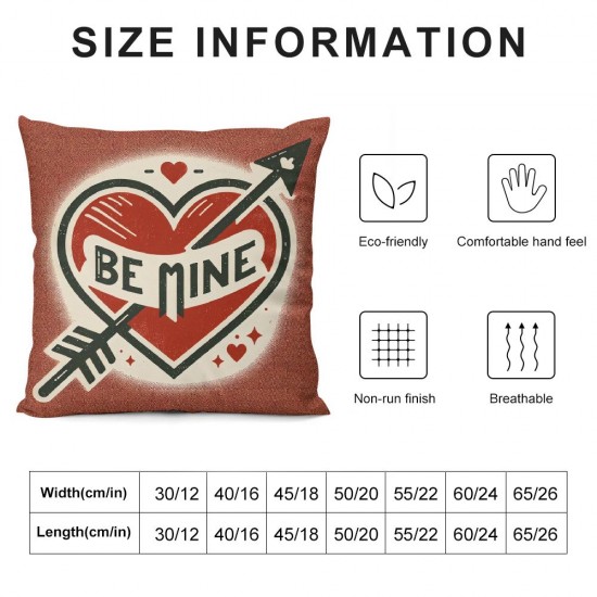 Ulloord Valentine's Day Words Throw Pillow Cover Holiday Love Heart Wedding Cushion Case Decoration for Sofa