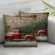 Ulloord Merry Christmas Decor Throw Pillow Covers Rustic Wood Farm Xmas Trees with It's Most Wonderful Time of The Year Quote Pillowcase for Home Sofa Car (Mc-Wonderful)