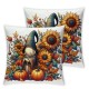 Ulloord Black Pumpkin Pillow Covers Farm Sunflowers Pillowcase Thanksgiving Home Sofa Decor Cushion Cover