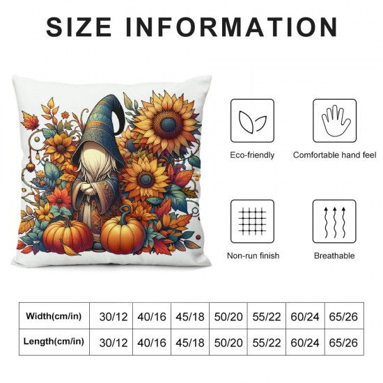 Ulloord Black Pumpkin Pillow Covers Farm Sunflowers Pillowcase Thanksgiving Home Sofa Decor Cushion Cover