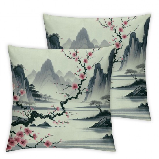 Ulloord Throw Pillow Covers Mountain Painting Square Pillowcase for Home Decor Sofa Car Bedroom Pillow case