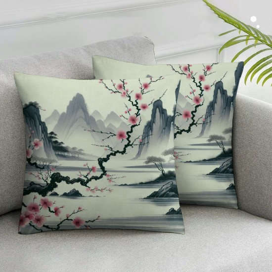 Ulloord Throw Pillow Covers Mountain Painting Square Pillowcase for Home Decor Sofa Car Bedroom Pillow case