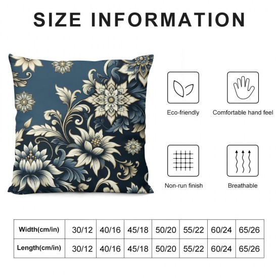 Ulloord Throw Pillow Covers, Decorative Pillow Covers Digital Printing Linen Blended for Couch Sofa Bed Invisible Zipper