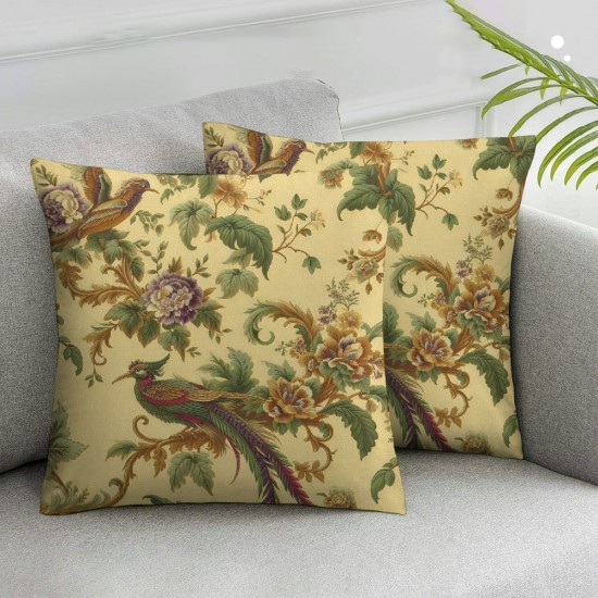 Ulloord Holiday Christmas Floral Throw Pillow Covers,Colored Decorative Pillow Covers Digital Printing Linen Blended for Couch Sofa Bed Invisible Zipper