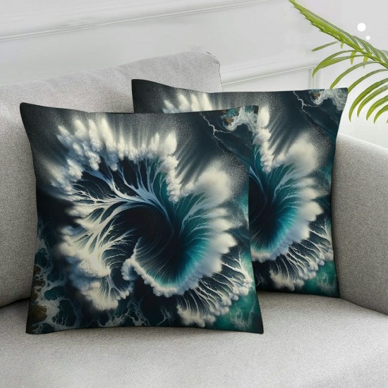 Ulloord  Green Marble Texture Throw Pillow Covers,Abstract Green Paint Background Decorative Pillow Covers Digital Printing Blended Fabric for Couch Sofa Bed Invisible Zipper