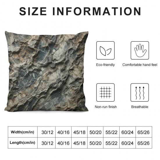 Ulloord Gray Throw Pillow Covers, Decorative Pillow Covers Digital Printing Linen Blended for Couch Sofa Bed Invisible Zipper