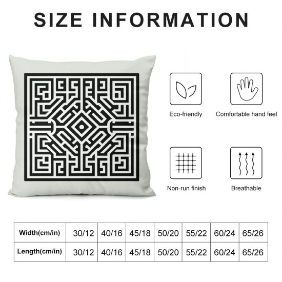 Ulloord Throw Pillow Covers,Black White Key Decorative Pillow Covers Digital Printing Linen Blended for Couch Sofa Bed Invisible Zipper