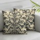 Ulloord Floral Throw Pillow Covers,Silver Floral Modern Old Decorative Pillow Covers Digital Printing Linen Blended for Couch Sofa Bed Invisible Zipper