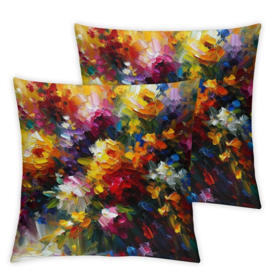 Ulloord  Colorful Modern Oil Painting Throw Pillow Covers,Multicolor Abstract Art Decorative Pillow Covers Digital Printing Linen Blended for Couch Sofa Bed Invisible Zipper