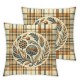 Ulloord Tan Throw Pillow Covers, Checkered Red Shades Taupe Brow Decorative Pillow Covers Digital Printing Linen Blended for Couch Sofa Bed Invisible Zipper