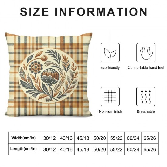 Ulloord Tan Throw Pillow Covers, Checkered Red Shades Taupe Brow Decorative Pillow Covers Digital Printing Linen Blended for Couch Sofa Bed Invisible Zipper