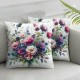 Ulloord Pink Sweet&nbsp;Pea Flowers Throw Pillow Covers, Decorative Pillow Covers Digital Printing Linen Blended for Couch Sofa Bed Invisible Zipper