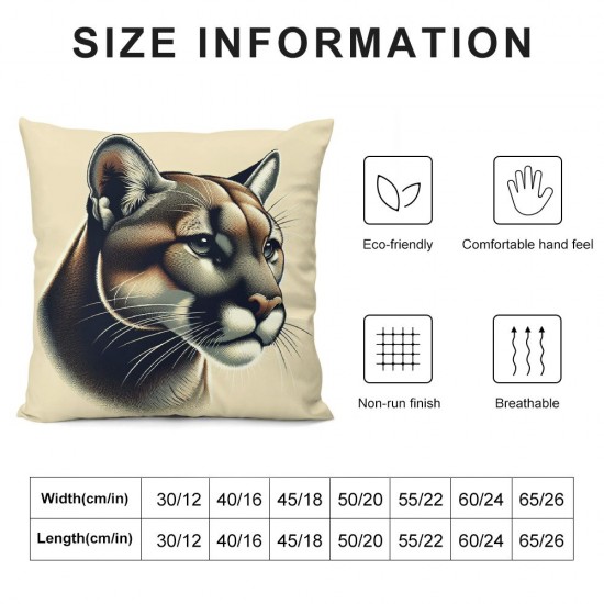 Ulloord  Throw Pillow Covers,Wild Decorative Pillow Covers Digital Printing Linen Blended for Couch Sofa Bed Invisible Zipper