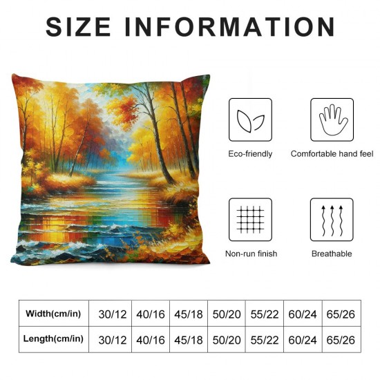 Ulloord  Yellow Nature Landscape Throw Pillow Covers, Decorative Pillow Covers Digital Printing Linen Blended for Couch Sofa Bed Invisible Zipper