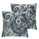 Ulloord  White Blue Luxury Paisley Pattern Throw Pillow Covers,Retro Flowers Decorative Pillow Covers Digital Printing Linen Blended for Couch Sofa Bed Invisible Zipper