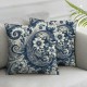 Ulloord  White Blue Luxury Paisley Pattern Throw Pillow Covers,Retro Flowers Decorative Pillow Covers Digital Printing Linen Blended for Couch Sofa Bed Invisible Zipper