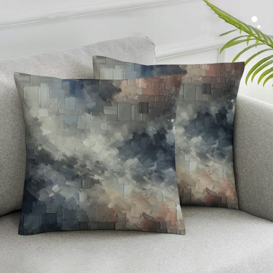 Ulloord Black Grey Throw Pillow Covers,Modern Oil Painting Decorative Pillow Covers Digital Printing Blended Fabric for Couch Sofa Bed Invisible Zipper