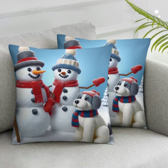 Ulloord Square Throw Pillow Covers Snowman Design Pillow Cases Decorative for Home Bedroom Sofa Pillowcases Standard Size