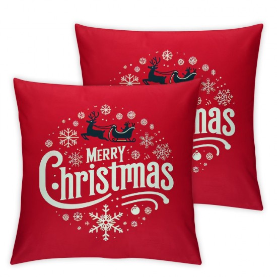 Ulloord Throw Pillow Covers Merry Christmas Square Pillowcases for Home Decor Sofa Car Bedroom in Red Pillow Cases