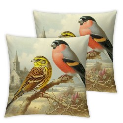 Ulloord Spring Birds on Branch Throw Pillow Covers Vintage Painting Square Pillowcases for Home Decor Sofa Car Bedroom Pillow case