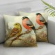 Ulloord Spring Birds on Branch Throw Pillow Covers Vintage Painting Square Pillowcases for Home Decor Sofa Car Bedroom Pillow case