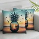 Ulloord Throw Pillow Covers Beach Pineapple Design Square Pillowcase for Home Decor Sofa Car Bedroom Pillow case