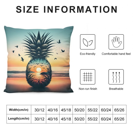 Ulloord Throw Pillow Covers Beach Pineapple Design Square Pillowcase for Home Decor Sofa Car Bedroom Pillow case