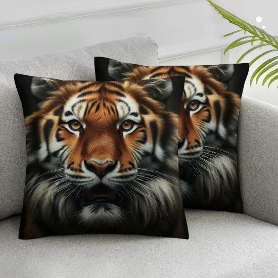 Ulloord Fierce Tiger Pillowcases Striped Skin Art Print Pillow Case Decorative Throw Pillow Cover for Home Sofa Office