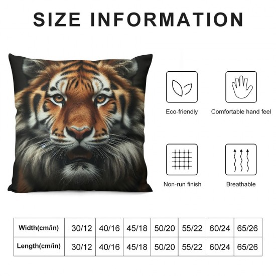 Ulloord Fierce Tiger Pillowcases Striped Skin Art Print Pillow Case Decorative Throw Pillow Cover for Home Sofa Office