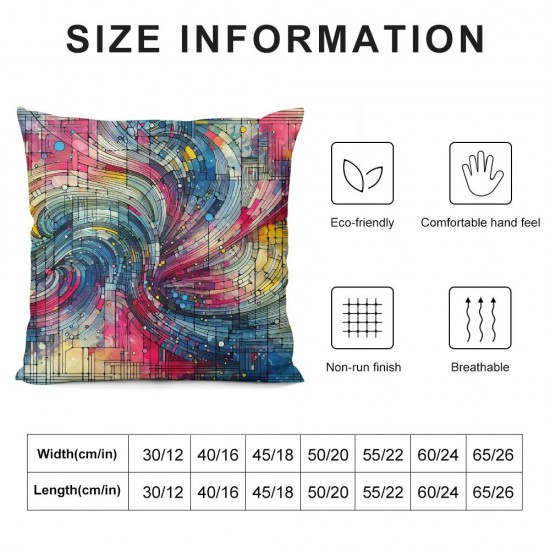 Ulloord Throw Pillow Covers Multicolored Square Pillowcases for Home Decor Sofa Car Bedroom Rainbow Color Art Painting Pillow Cases