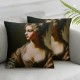 Ulloord Pillow Cases Oil Painting Elegant Woman Portrait Square Decorative Throw Pillow Cover Washable Pillowcase for Home Office Travel Bed Sofa