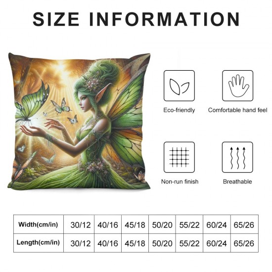 Ulloord Throw Pillow Covers Green with Butterflies Design Square Pillowcase for Home Decor Sofa Car Bedroom Pillow case