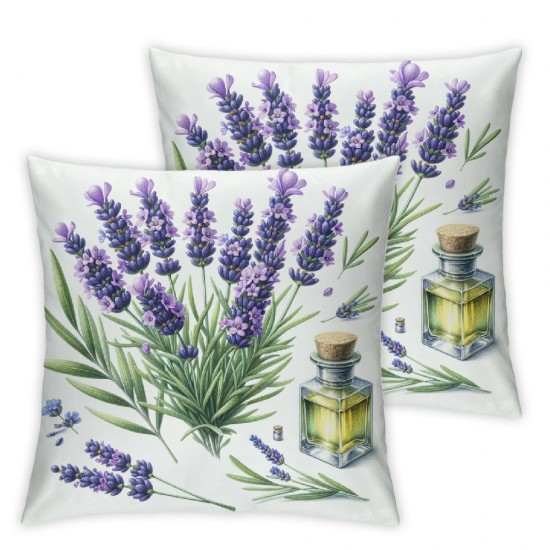 Ulloord Purple Lavender Flowers Pillowcases Floral Vector Illustration Art Painting Pillow Case Decorative Throw Pillow Cover for Home Sofa Office