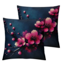 Ulloord Throw Pillow Covers Japanese Cherry Sakura Blossom Design Square Pillowcase for Home Decor Sofa Car Bedroom Pillow case