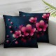 Ulloord Throw Pillow Covers Japanese Cherry Sakura Blossom Design Square Pillowcase for Home Decor Sofa Car Bedroom Pillow case