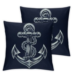 Ulloord Throw Pillow Covers White Nautical Anchor Background Square Pillowcase for Home Decor Sofa Car Bedroom Pillow case