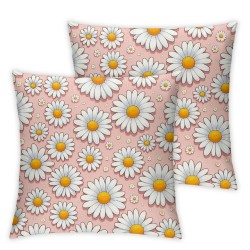 Ulloord Throw Pillow Covers Pink Daisy Flowers Pattern White Yellow Square Pillowcase for Home Decor Sofa Car Bedroom Pillow case