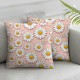 Ulloord Throw Pillow Covers Pink Daisy Flowers Pattern White Yellow Square Pillowcase for Home Decor Sofa Car Bedroom Pillow case