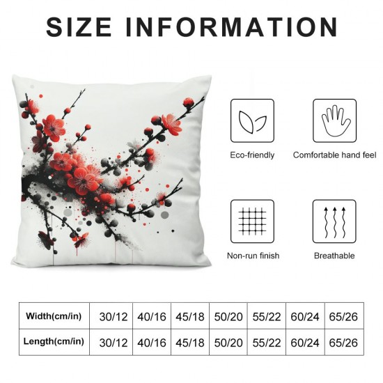 Ulloord Throw Pillow Covers Flower Red Square Pillowcase for Home Decor Sofa Car Bedroom Pillow case