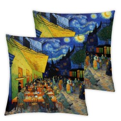 Ulloord Throw Pillow Covers Van Gogh Cafe Terrace at Night Painting Square Pillowcase for Home Decor Sofa Car Bedroom Pillow case