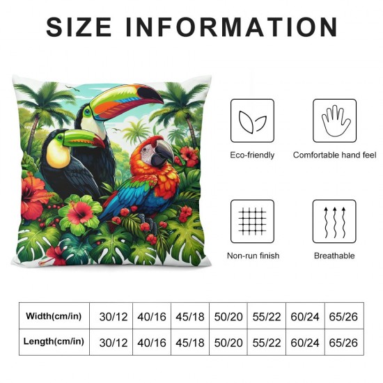 Ulloord Throw Pillow Covers Bird Summer Design Square Pillowcase for Home Decor Sofa Car Bedroom Pillow case