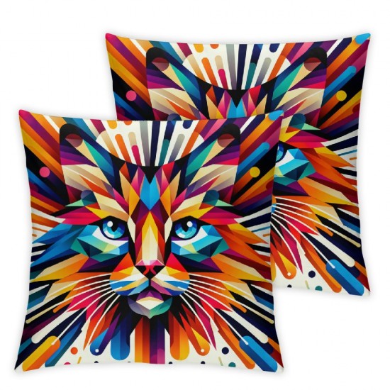 Ulloord Throw Pillow Covers Stylish Colorful Sphynx Cat Art Design Square Pillowcase for Home Decor Sofa Car Bedroom Pillow case