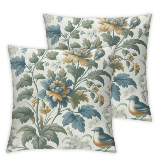 Ulloord Flowers Throw Pillow Covers Spring Floral Pattern Yellow Blue Beautiful Flowers Square Pillowcases for Home Decor Sofa Car Bedroom Pillow case