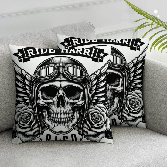 Ulloord Throw Pillow Covers Skull with and Black White Design Square Pillowcase for Home Decor Sofa Car Bedroom Pillow case