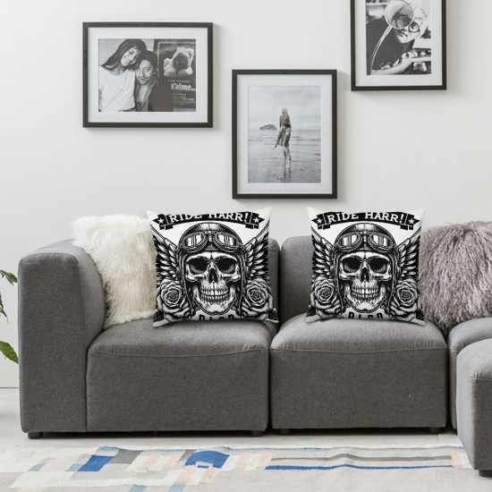 Ulloord Throw Pillow Covers Skull with and Black White Design Square Pillowcase for Home Decor Sofa Car Bedroom Pillow case