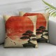 Ulloord Throw Pillow Covers Square Pillowcases for Home Decor Sofa Car Bedroom Sunrise Background Vintage Watercolor Painting Pillow Cases