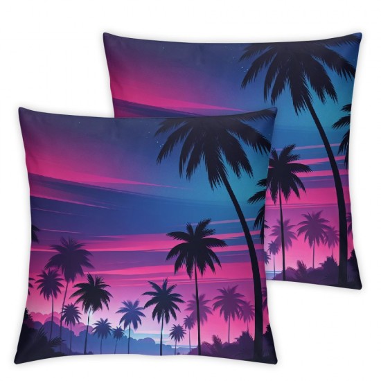 Ulloord Throw Pillow Covers Palm Tree Sunset Design Square Pillowcase for Home Decor Sofa Car Bedroom Pillow case