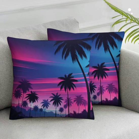 Ulloord Throw Pillow Covers Palm Tree Sunset Design Square Pillowcase for Home Decor Sofa Car Bedroom Pillow case