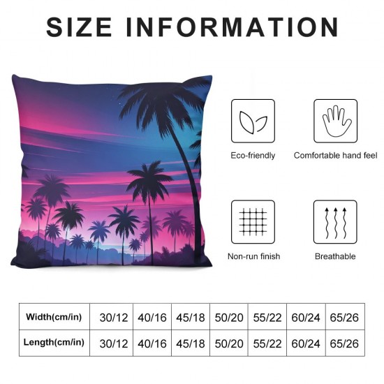 Ulloord Throw Pillow Covers Palm Tree Sunset Design Square Pillowcase for Home Decor Sofa Car Bedroom Pillow case