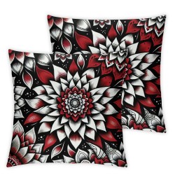 Ulloord Throw Pillow Covers Black Red White Daisy Flower Floral Art Print Square Pillowcase for Home Decor Sofa Car Bedroom Pillow case